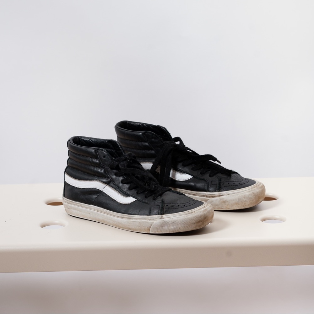 SOLD Vans SK8 Hi Reissue Premium Black and White Leather High-Top Sneakers